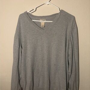 LL Bean Classic Gray V-Neck Sweater
